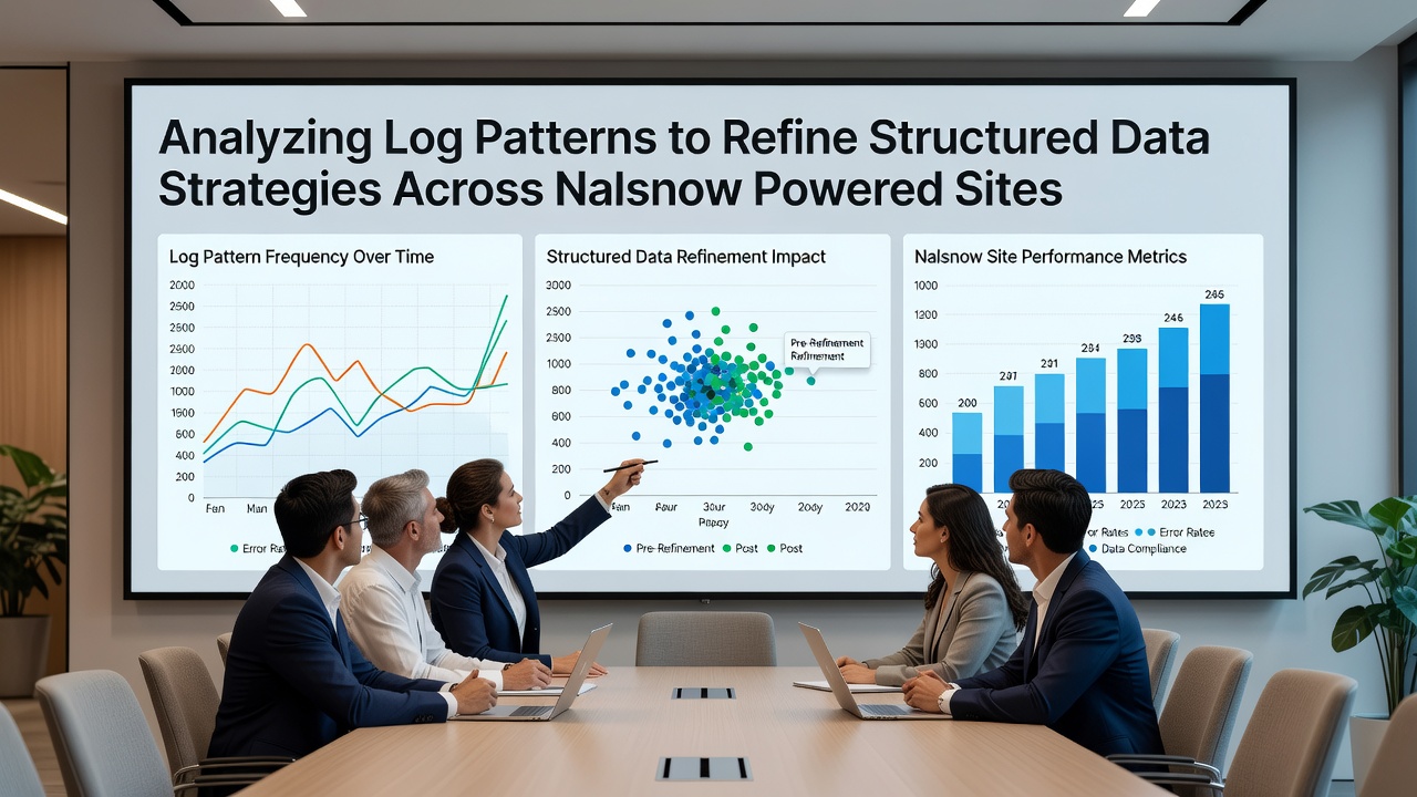 Visualization of structured data schema types correlated with log-derived crawl frequency across multiple Nalsnow sites